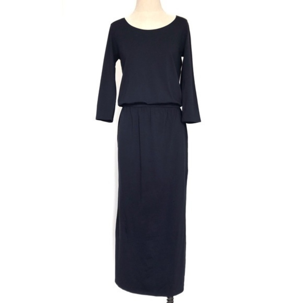 Garnet Hill Navy Blue Easy Knit Midi Dress Size xs